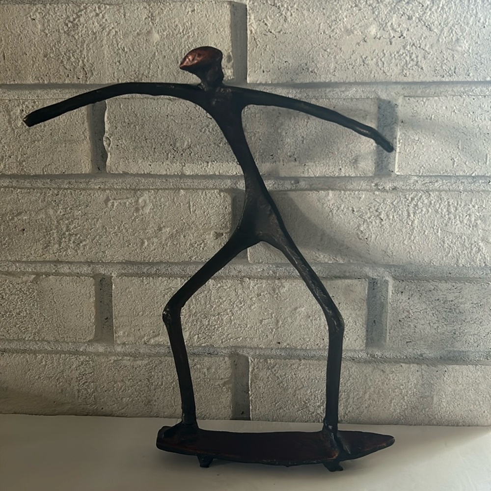 Metal Stick Figure Skateboarder / Surfer